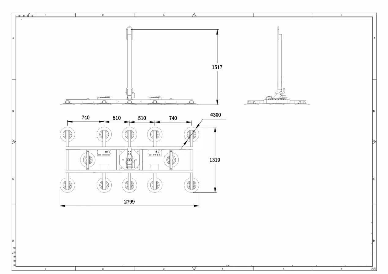 H Type Glass Lifter Sucker with Electrical Tilting and Manual Rotating